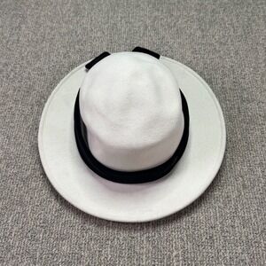 Maison Michel Paris Luxury Fedora Hat Rabbit Fur Felt White Cream Size L